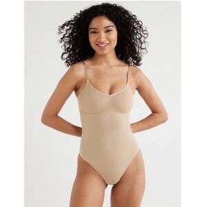 JOYSPUN SEAMLESS THONG BODYSUIT STRONG FIRM SHAPEWEAR Nude Beige Tan XXXL